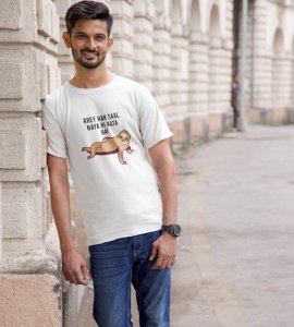 New Year Always Comes White New Year Printed T-shirt For Mens