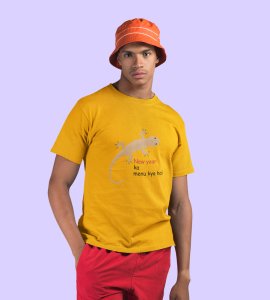 What's The Menu? Yellow Men Printed T-shirt For Mens Boys