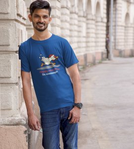 Chicken's New Year Blue Graphic Printed T-shirt For Mens Boys