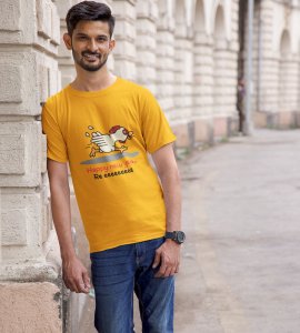 Chicken's New Year Yellow Graphic Printed T-shirt For Mens Boys