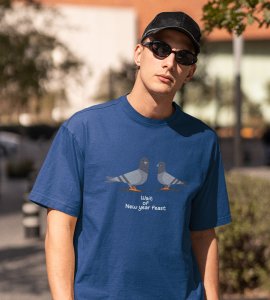 New Year Feast Blue Graphic Printed T-shirt For Mens Boys