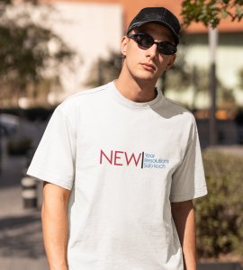Everthing Is New White New Year Printed T-shirt For Mens