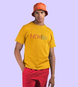 Everthing Is New Yellow New Year Printed T-shirt For Mens