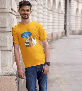 Party Is Mine YellowPrinted T-shirt For Mens On New Year Theme