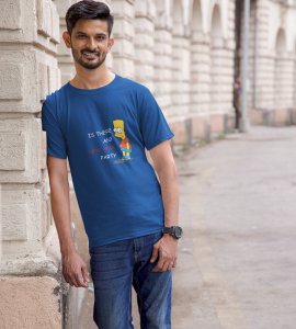 Is There Any Party? Blue Printed T-shirt For Mens On New Year Theme Best Gift For New Year