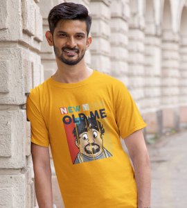 New Year Old Me Yellow New Year Printed T-shirt For Mens