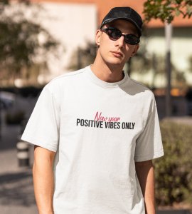 Positivity White New Year Printed T-shirt For Mens