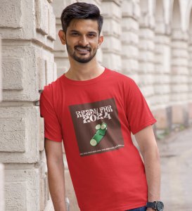 Get Ready For 2024 Red Printed T-shirt For Mens On New Year Theme Best Gift For New Year