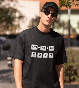 Delete 2023 Black New Year Printed T-shirt For Mens