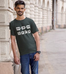 Delete 2023 Green New Year Printed T-shirt For Mens