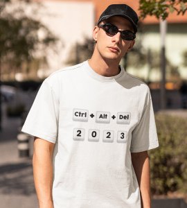 Delete 2023 White New Year Printed T-shirt For Mens