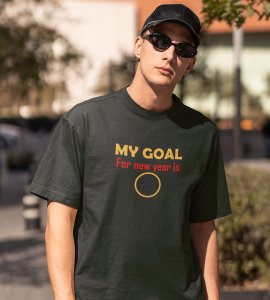 New Year Goal Green New Year Printed T-shirt For Mens