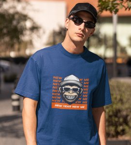 Monkey's New Year Blue New Year Printed T-shirt For Mens