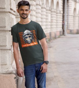 Monkey's New Year Green New Year Printed T-shirt For Mens