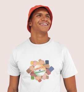 Unity Of The Nation White Best Republic Day Printed T-Shirt For Men