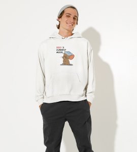 Bad Year Ending,  White New Year Printed Hoodies For Mens