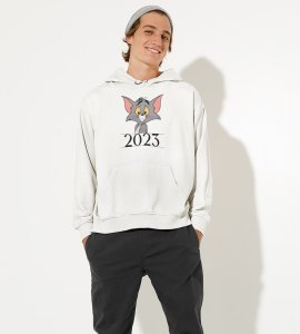 2023 Go Now,  White Graphics Printed Hoodies For Mens On New Year Theme Best Gift For New Year
