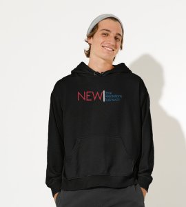Everthing Is New,  Black New Year Printed Hoodies For Mens