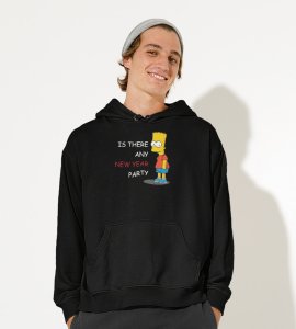 Is There Any Party?  Black Printed Hoodies For Mens On New Year Theme Best Gift For New Year