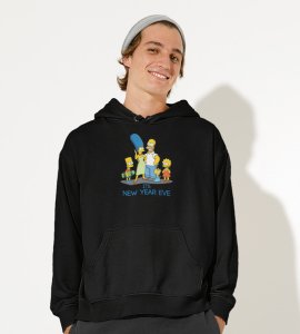 Family's New Year,  Black Graphic Printed Hoodies For Mens Boys