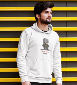 New Year New Duty,  White Printed Hoodies For Mens On New Year Theme Best Gift For New Year