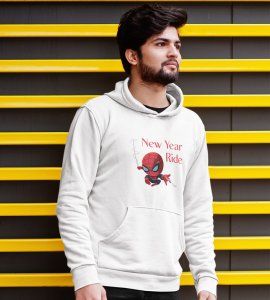 New Year Ride,  WhitePrinted Hoodies For Mens On New Year Theme