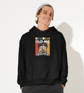 New Year Old Me,  Black New Year Printed Hoodies For Mens