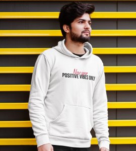 Positivity,  White New Year Printed Hoodies For Mens