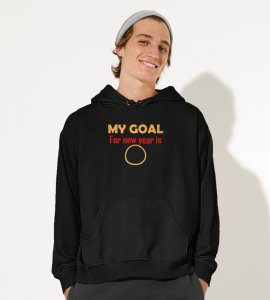 New Year Goal,  Black New Year Printed Hoodies For Mens