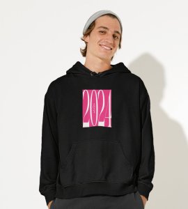 2024 New Year,  Black Printed Hoodies For Mens On New Year Theme Best Gift For New Year