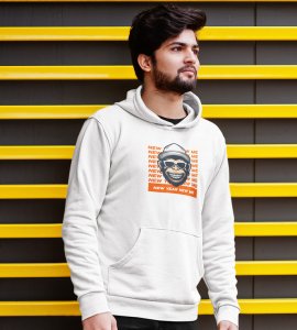 Monkey's New Year,  White New Year Printed Hoodies For Mens