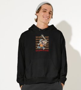 No More Rage,  Black New Year Printed Hoodies For Mens