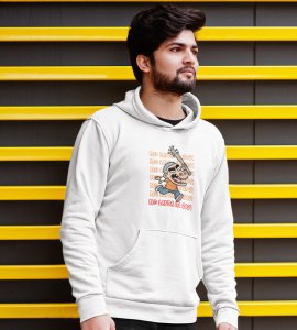 No More Rage,  White New Year Printed Hoodies For Mens