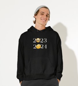 No More 2023 Only 2024,  Black New Year Printed Hoodies For Mens