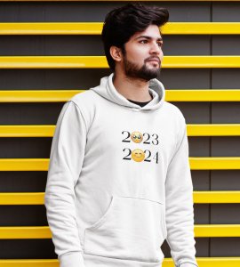 No More 2023 Only 2024,  White New Year Printed Hoodies For Mens
