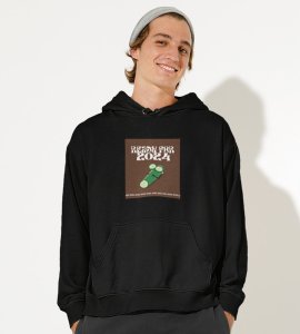 Get Ready For 2024,  Black Printed Hoodies For Mens On New Year Theme Best Gift For New Year