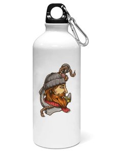 Sidewards facing man- Sipper bottle of illustration designs