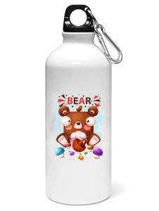 Sitting bear- Sipper bottle of illustration designs