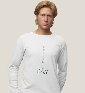Patriotic Republic Day White Men Printed Round Neck Full Sleeve T-shirts