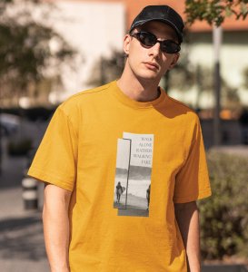 Real Talk Real Walk by Yellow Urban Vibes: Front Printed Oversized Round Neck Tee - Men's Street Style