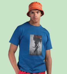 Godless Soul Bold Impressions: Blue Men's Trendy Front Graphic Tee with Round Neck