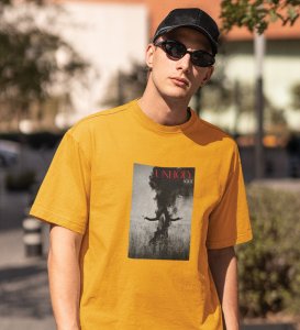 Godless Soul Bold Impressions: Yellow Men's Trendy Front Graphic Tee with Round Neck