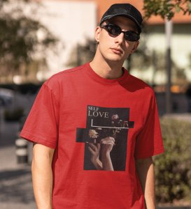 Pride, City Chic: Explore Fashion with Red Oversized Round Neck T-Shirt for Men