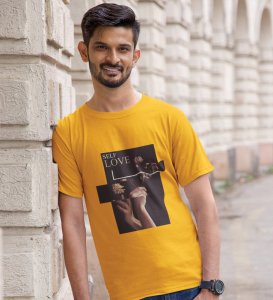 Pride, City Chic: Explore Fashion with Yellow Oversized Round Neck T-Shirt for Men