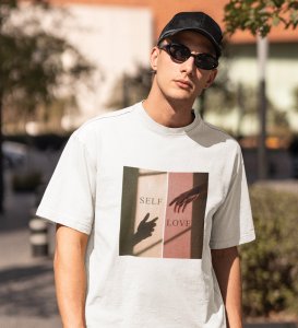 Amour Propre by White Signature Style: Front Printed Men's Oversized Tee - A Modern Statement