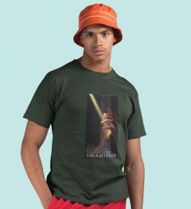 Illumination, A Casual Cool: Elevate Your Look with Green Trendy Front Print Round Neck Tee