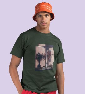 Hidden Beauty Graphic Edge: Stand Out in Green Trendy Front Printed Round Neck T-Shirt