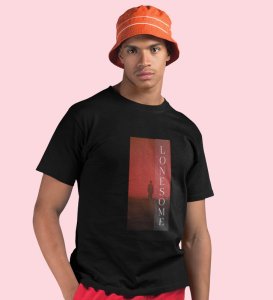 Solitary, Black Urban Explorer: Stay on Trend with Front Printed Round Neck Tee