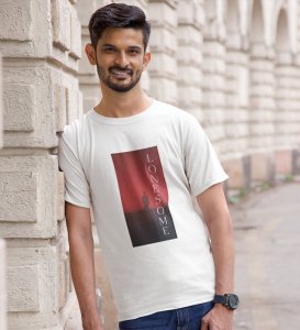 Solitary, White Urban Explorer: Stay on Trend with Front Printed Round Neck Tee