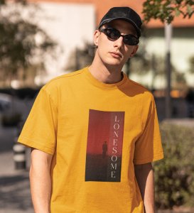 Solitary, Yellow Urban Explorer: Stay on Trend with Front Printed Round Neck Tee